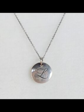 Tiffany & Co. 925 Sterling Silver Round 'L' Initial Necklace